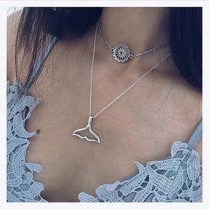 Layered Boho Whale Tail Pendant Choker/Necklace